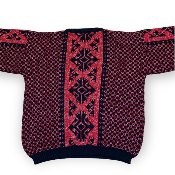 Vintage Red & Black Sparkly Holiday Sweater - Picture 3 of 6
